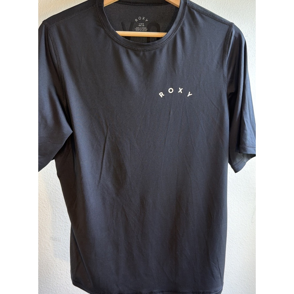 Roxy Women's Short Sleeve Rash Guard Shirt Black Size Large L
